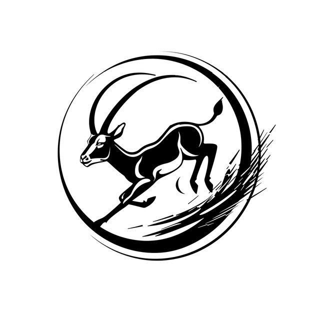 Photo impala icon jumping emblem with african border agile impala concept idea design simple minimal art