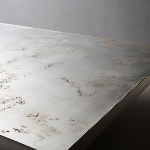 Photo imperfect cotton brushed metal table with raw materialism style