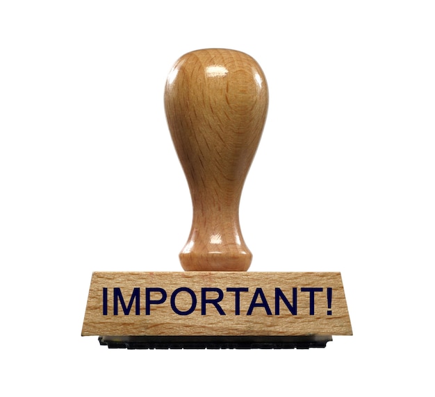 important text on rubber stamp against white background