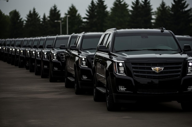 Photo the imposing cortege black suvs on ar 32