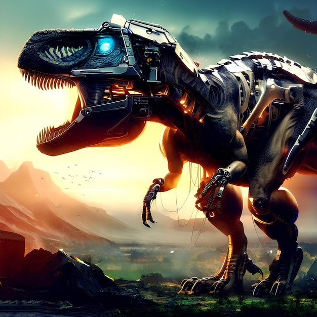imposing futuristic and biomechanical Tyrannosaurus Rex TRex