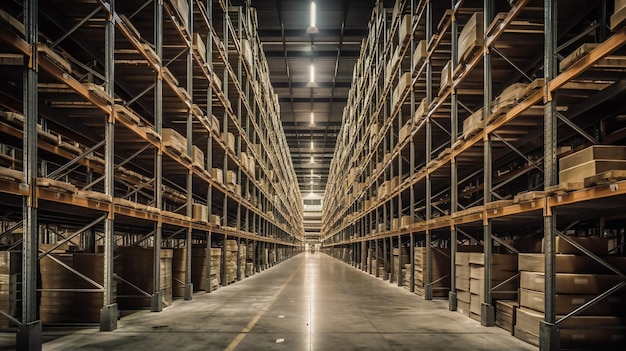 The Imposing Interior of a Massive Warehouse Generative AI