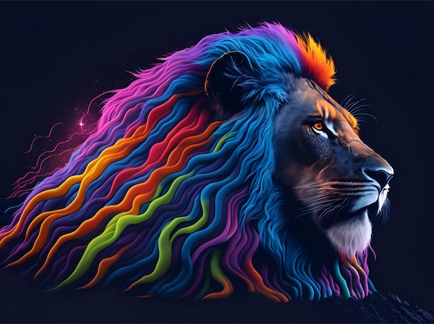 An imposing lion in the galaxy fantastic background photo