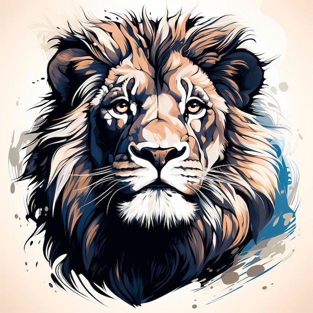 imposing lion illustration big ferocious feline