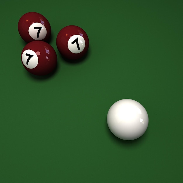 Impossible Billiards game with three balls with number 7