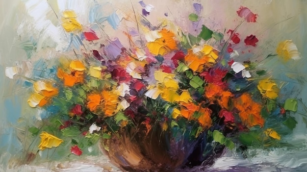 Impressionist painting flower bouquet Illustration AI Generative