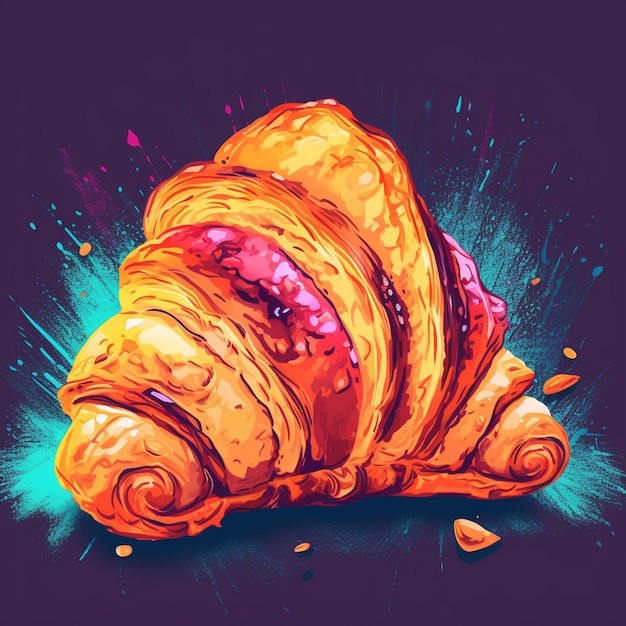 Photo impressionist style design of a french croissant