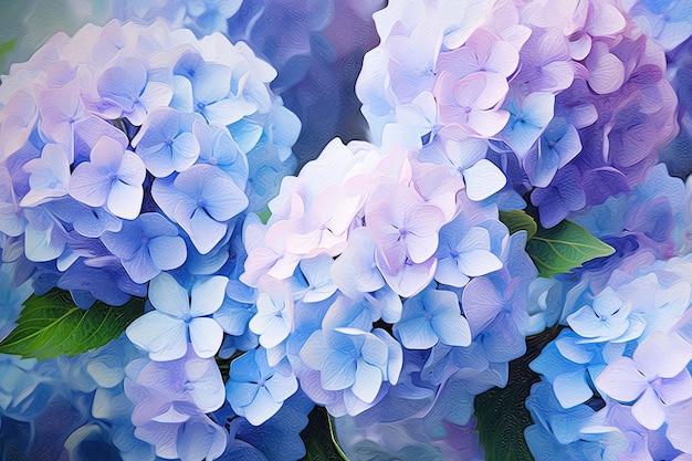 Картина цветы гортензии в стиле импрессионизма