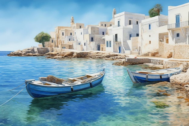 An Impressionist Travel Quaint Coastal Town in the Mediterranean