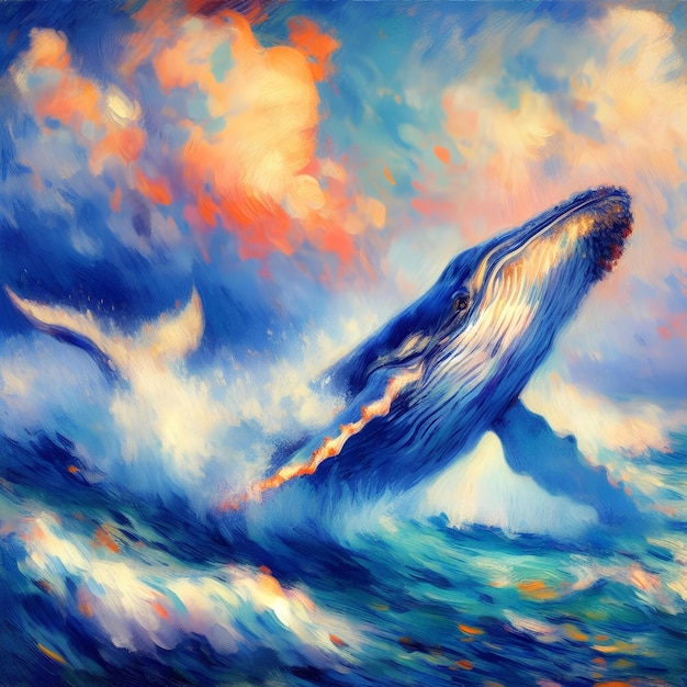 impressionistic image of a whale jumping 1