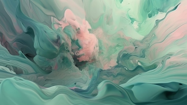 Impressionistic mint pastel colors modern abstract Generative ai