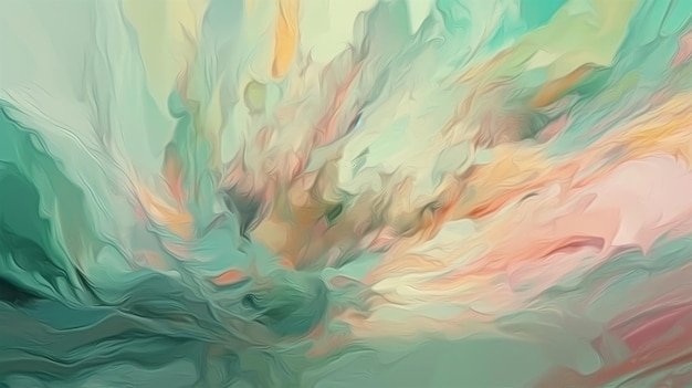 Impressionistic mint pastel colors modern abstract Generative ai