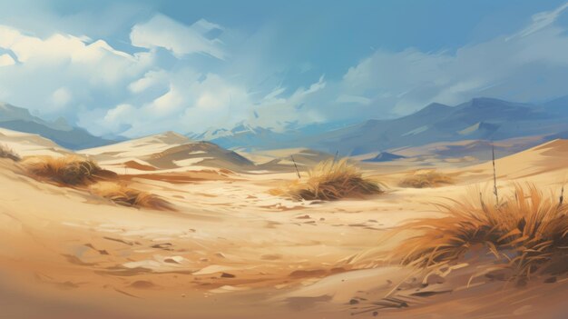 Impressionistic Oil Illustration Of Desert Dune