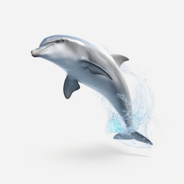 Impressive 3d Rendering Of Dolphin Jump On White Background