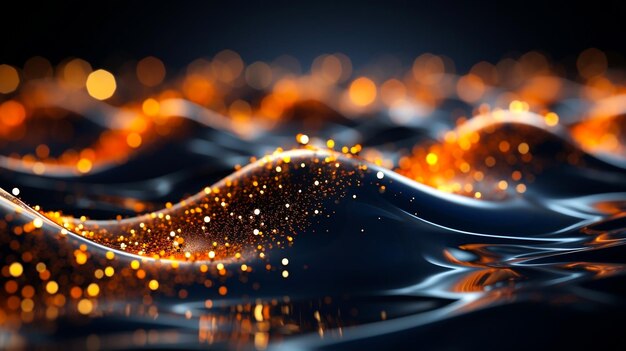 An impressive 3D rendering that features a dynamic wave abstract background. Network and big data concept.