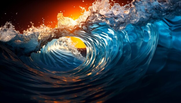 An impressive 3d rendering that features a dynamic wave like ocean background. wave and and big data concept