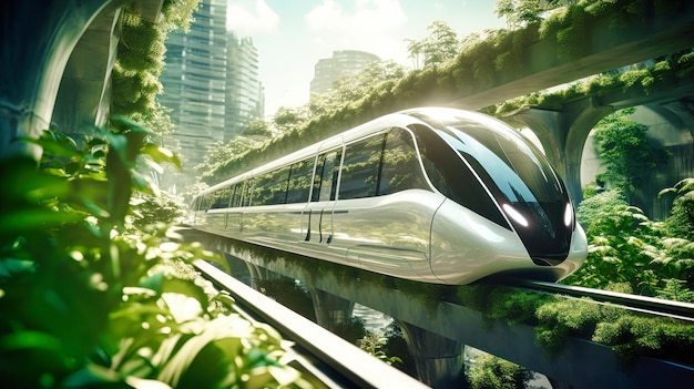 効率的な高速鉄道旅行の未来を示す都市磁気浮上列車の印象的な画像 環境に優しい都市交通