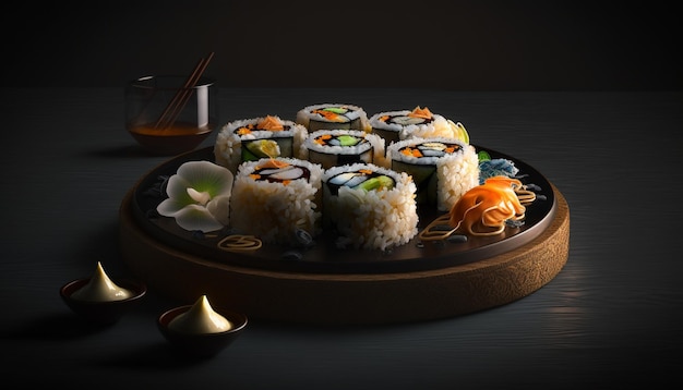 Impressive sushi presentation with creative plating