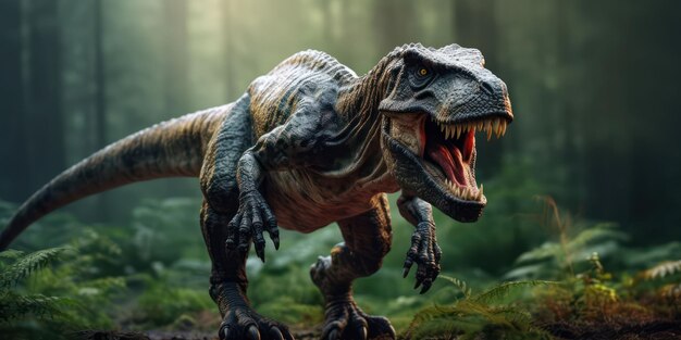 写真 自然を背景にした印象的な trex 恐竜