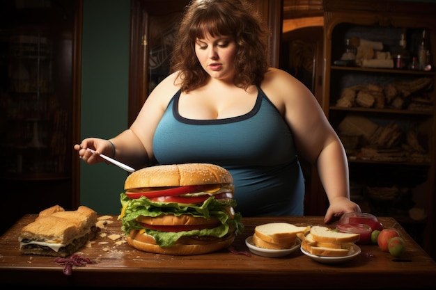 Photo improper diet overweight problem proper nutrition