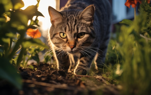 In de Cat's Grasp Dusk Showdown in de tuin