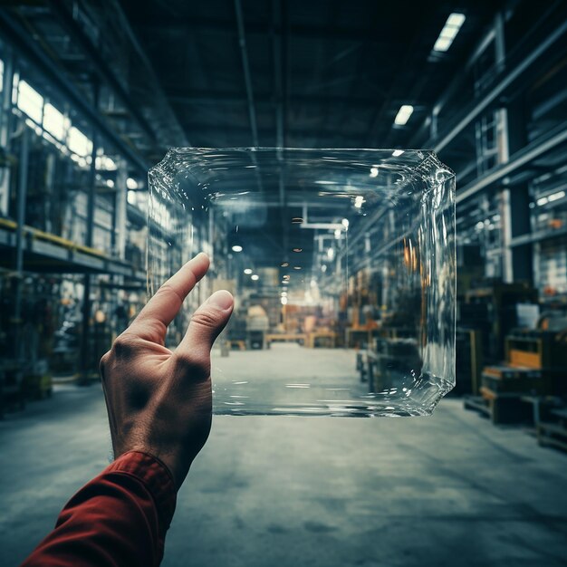 Foto in de glasfabriek met echte menselijke vingers