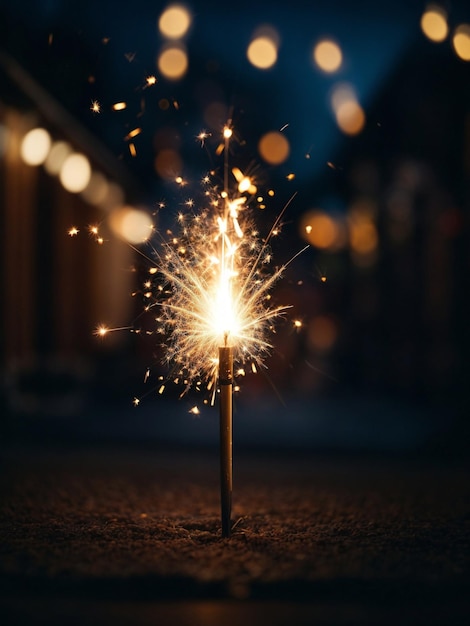 In de nacht wordt een verlicht sterretje verlicht