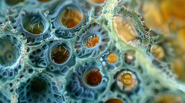 In de tweede afbeelding onthult een close-up van een individuele euglenoïde zijn ingewikkelde interne