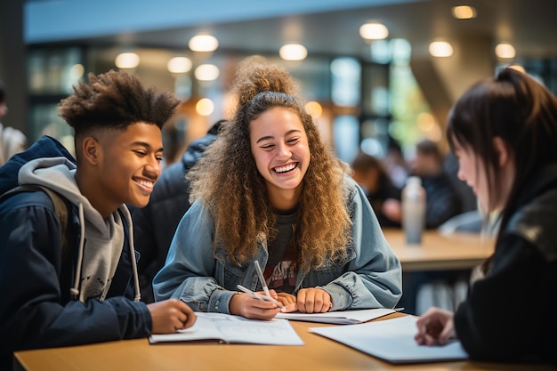 In een felverlichte open ruimte zaten de studenten gegroepeerd in tweetallen geanimeerd te discussiëren