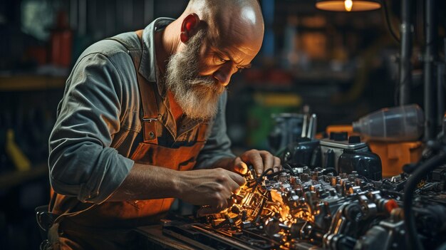 In een mechanische garage werken auto-mechanica aan en repareren auto-motoren Auto-reparatie