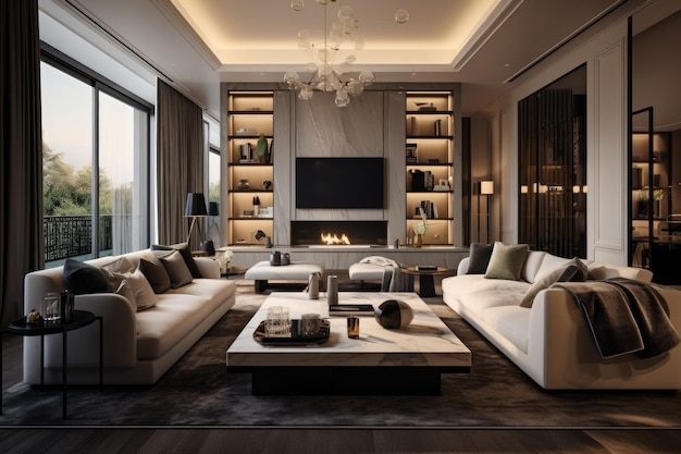 In een prachtig ontworpen appartement vindt u een luxe woonkamer