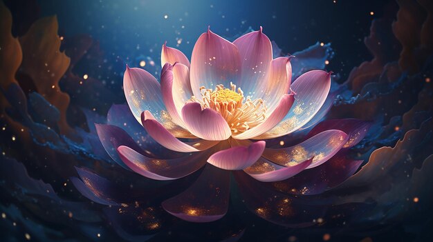 in Galaxy Lotus Flower Petals Sharp Focus 4K