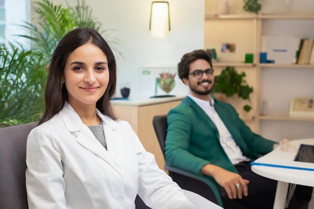 In het hart van een modern kantoor voeren twee professionals een discussie uit over