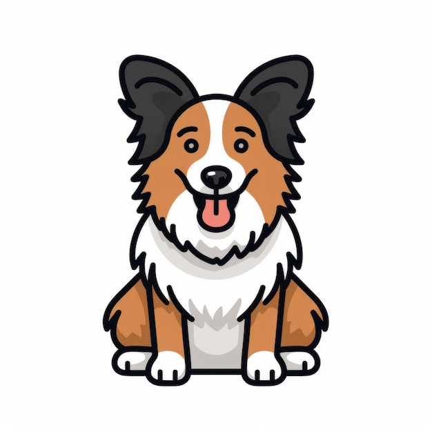 In het oog springende Corgi Cartoon Dog-illustratie in vetgedrukte contouren en vlakke kleuren