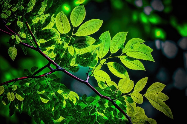 In het voorjaar levendig groen blad