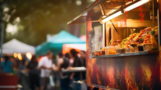 In Thailand serveert een foodtruck straatkeuken idee van straatvoedsel Generatieve AI