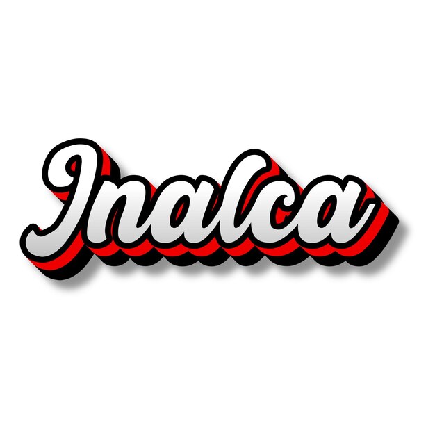 Inalca Text 3D Silver Red Black White Background Photo JPG