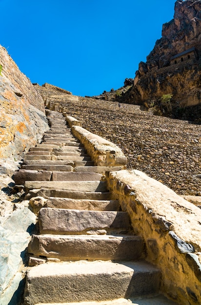 Inca-ruïnes in Ollantaytambo in Peru