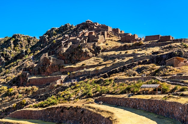 Inca ruins at pisac in peru