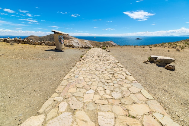 Inca trail on Island of the Sun, Titicaca Lake, Bolivia