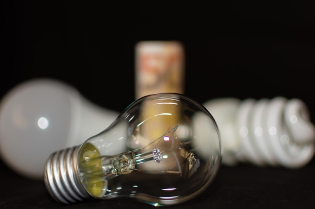 Photo an incandescent lamp consumes more energy