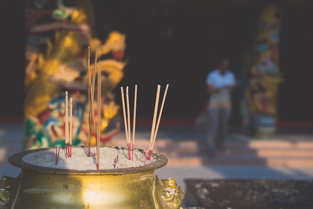 Incense sticks in chinese temple