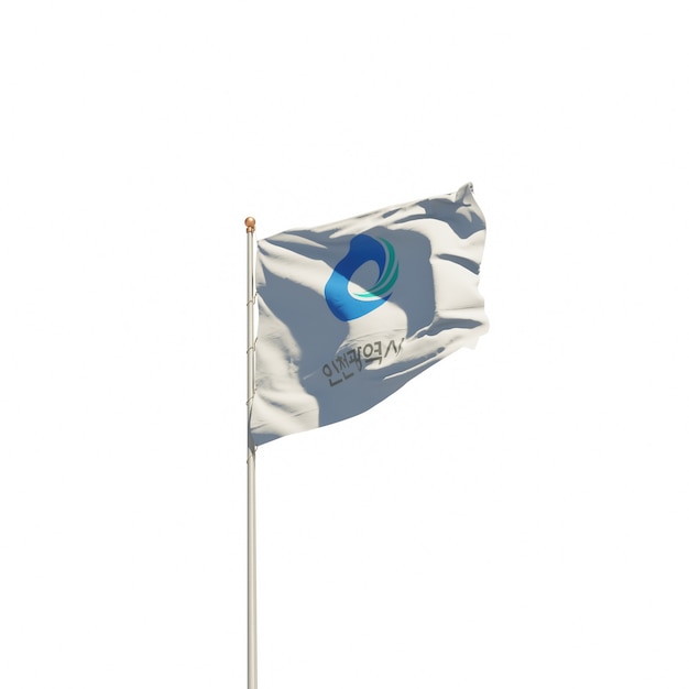 Incheon Korea isolated flag on white. 3D artwork