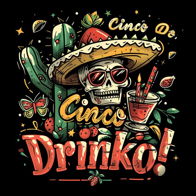 Photo include the text cinco de drinko