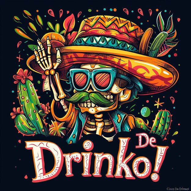 Photo include the text cinco de drinko