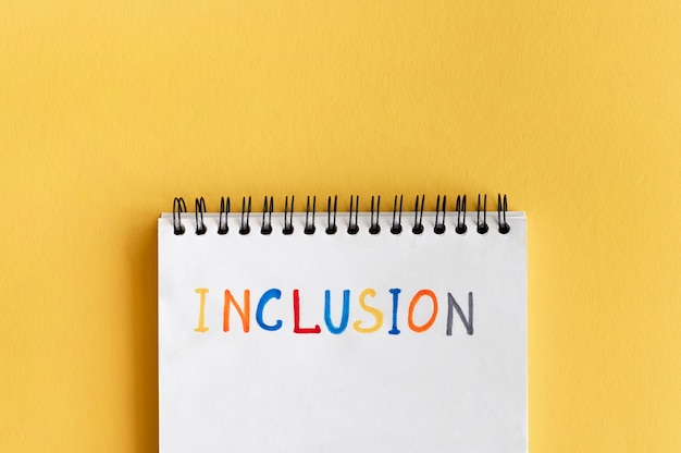 Inclusion word written in colourful pencils