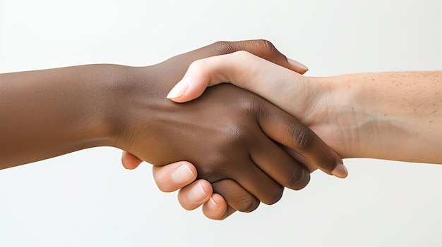 An inclusive image representing friendship and cooperation with a handshake between individuals of
