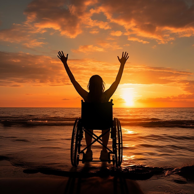 Inclusive Strength 3D-silhouet van een vrouw in een rolstoel