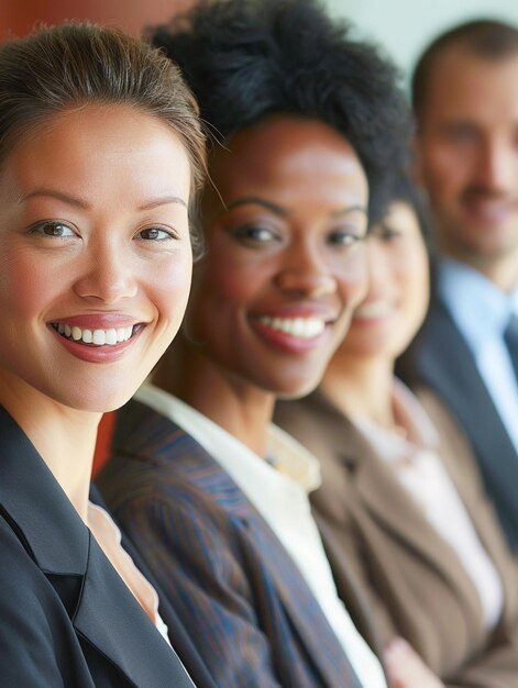 Foto forza lavoro inclusiva con uomini d'affari che mostrano diversità in ufficio