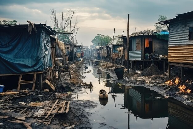 Photo income inequality a view of a slum